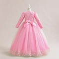 thumbnail image 6 of JSGEK Girls Flower Vintage Floral Lace 3/4 Sleeves Floor Length Dress Wedding Party Evening Formal Pegeant Dance Gown Pink 9-10Years, 6 of 6