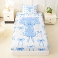 thumbnail image 3 of Manfei Dreamy Blue Bowknot Twin Sheet Sets For Girls,Blue Letter T Alphabet Initial Bedding,3 Pieces, 3 of 6