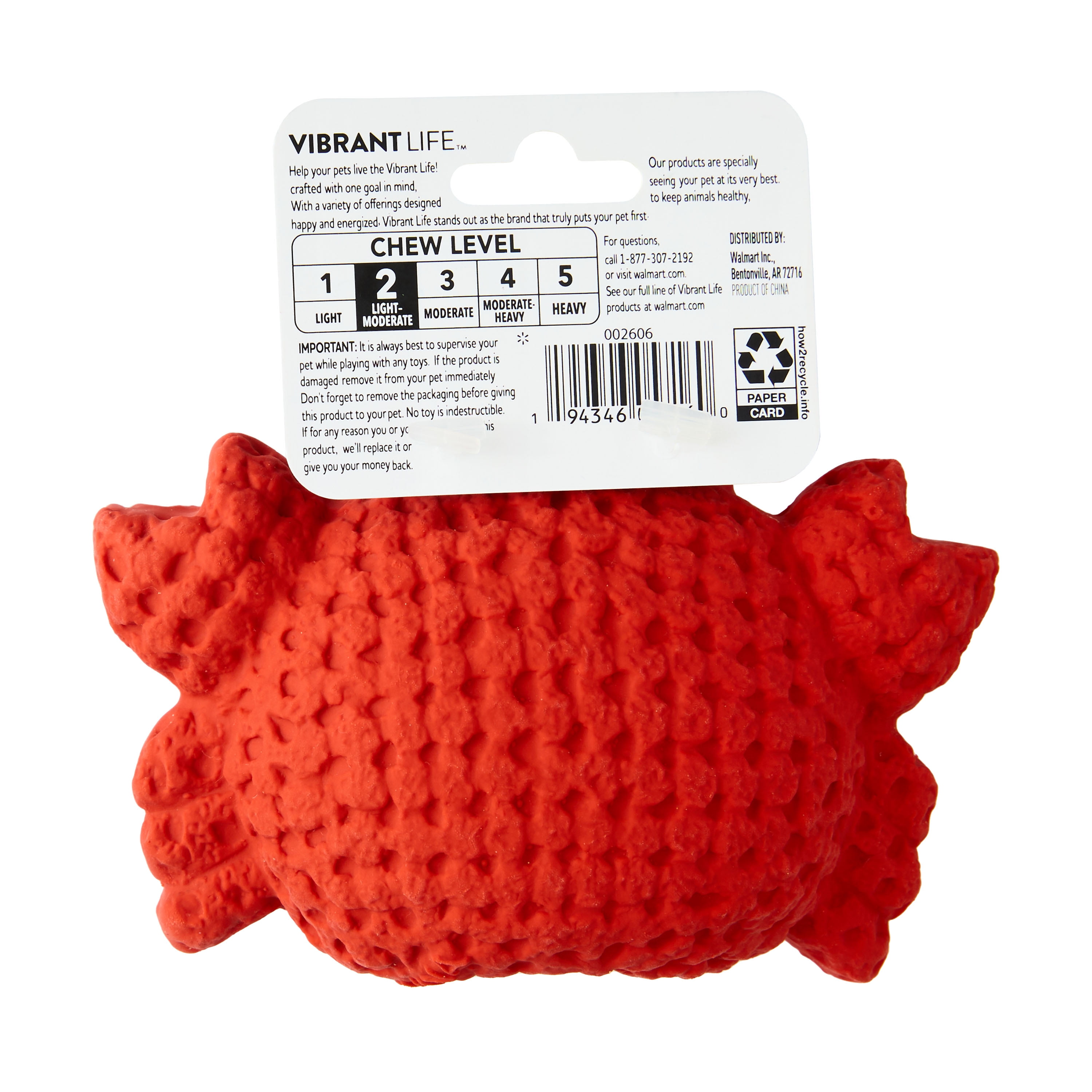 (8 pack) Vibrant Life Playful Buddy Red Crab Latex Dog Toy