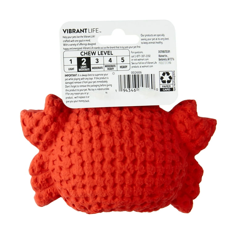 Vibrant Life Playful Buddy Crab Latex Dog Toy, Squeaky, Light
