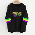 thumbnail image 2 of Byworldtasic Mardi Gras Outfit for Women Embroidery Hooded Sweatshirt Party Carnival Long Sleeve Tees Tops, 2 of 5