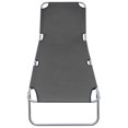 thumbnail image 2 of vidaXL Chaise Longue Pliable avec Dossier Réglable Gris, 2 of 4