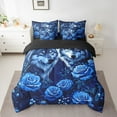 thumbnail image 2 of Feelyou Couple Rustic Wolf Bedding Comforter Set 7pcs for Teens, Blue Romantic Rose King Bedding Sets, Mystic Jungle Galaxy Moon Reversible Bed Sheets, Ultra Soft Bedroom Decor, 2 of 7