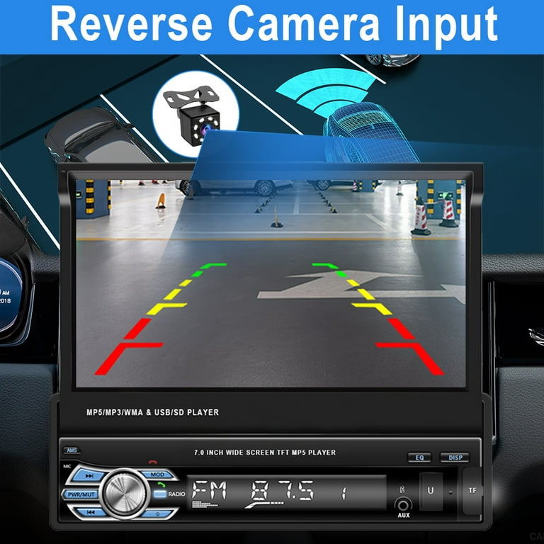 Podofo 1 DIN 7 HD Retractable Car Stereo Car Radio with Bluetooth