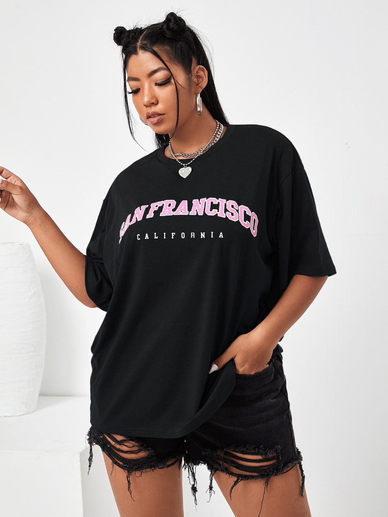 Letter Graphic Oversized Tee S221002X 