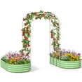 thumbnail image 3 of NAIZEA 3 in 1 Galvanized Raised Garden Bed with 85in Tall Arch Trellis for Climbing Vine Herbs Vegetables Flowers, Metal Raised Garden Bed Kit with Trellis, Plant Ties, Climbing Supporting Netting, 3 of 6