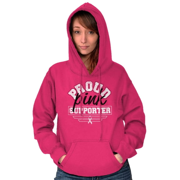 Proud Pink Ribbon Cancer Supporter Hoodie Sweatshirt Women Brisco Brands S