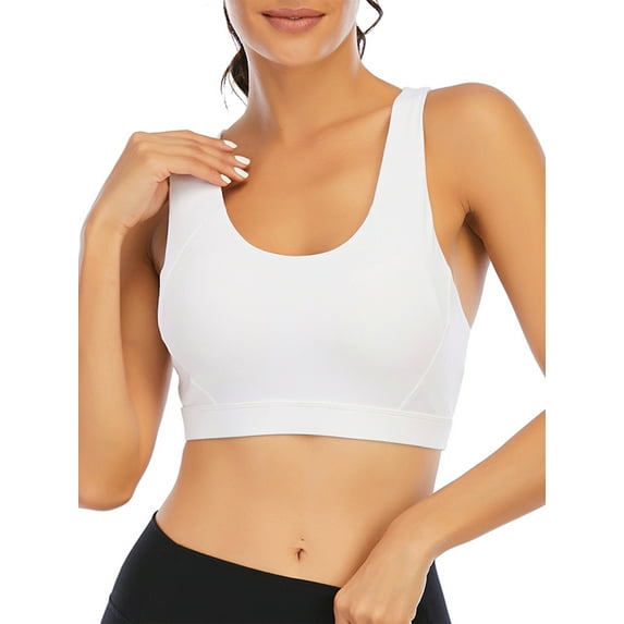 SAYFUT Women Medium Support Sports Bra Strappy Cross Back Tops Padded Workout Yoga Bra Crop Tops