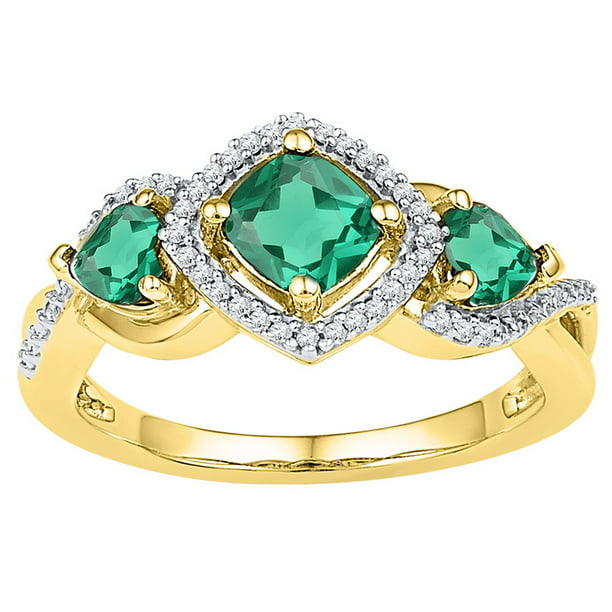 AA Jewels - Size - 10 - Solid 10k Yellow Gold Cushion Round Green ...