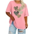 thumbnail image 1 of Xuyuer Women's Heart Print Day Plus Size Round Neck Short Sleeve Spring/Summer Base Layer T-Shirt, 1 of 4