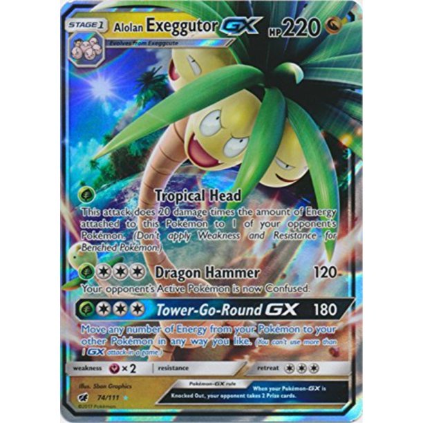Alolan Exeggutor Gx 74 111 Ultra Rare Sun And Moon Crimson Invasion Walmart Com Walmart Com