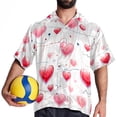 thumbnail image 4 of Valentine's Day Love ECG Men's Short Sleeve Beach Shirts, Casual Poplin Button Down Shirt, Summer Casual Printed Unisex Shirts, 4 of 6