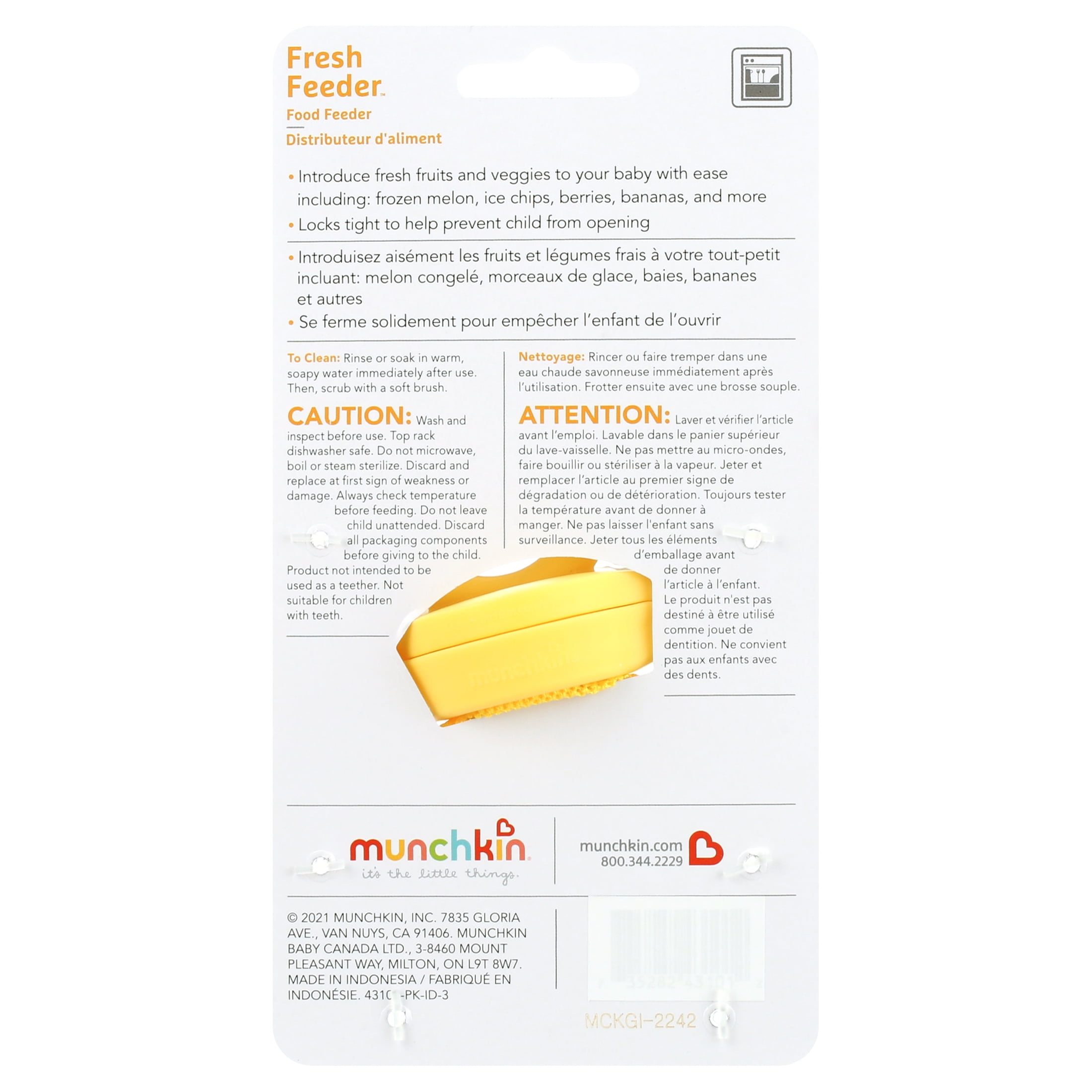 Munchkin® Fresh Food Feeder, Coral/Yellow, Unisex, 2 Pack