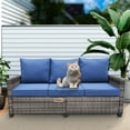 thumbnail image 6 of All Weather Wicker Patio Couch, 3 Seats Patio Sofa with High Curvy Back, Premium Outdoor Sofa with Brown Wicker and Thick Cushions for Garden, Backyard, Porch, 6 of 6
