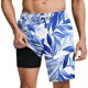 thumbnail image 2 of Ceisia Men's Blue & White Palm Leaf Print Loose Fit Quick Dry Beach Shorts with Inner Lining Multicolor M Gifts, 2 of 6