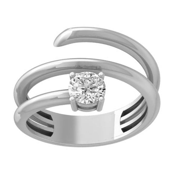 ARAIYA FINE JEWELRY Sterling Silver Lab-Grown Diamond Snake Ring (1/2 Cttw, D-F Color, VS1 Clarity) Size 10