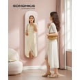 thumbnail image 2 of SONGMICS Jewelry Organizer, LED Jewelry Cabinet Wal, Lockable Rounded Wide Mirror with Storage, Interior Mirror, White Surface with Greige, 2 of 6