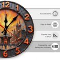 thumbnail image 2 of Wall Clock Decorative - Vintage Orange City Skyline Print 2D Vintage Wall Clocks Battery Operated Silent Non-Ticking for Bedroom, Living Room, Kitchen, Office, Classroom, 10 Inch, 2 of 7