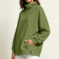 thumbnail image 5 of Lenpel Sweatshirts for Women Fall Mock Neck Long Sleeve Tops Oversized Solid Color Casual Loose Warm Pullover(Army Green,Small), 5 of 7
