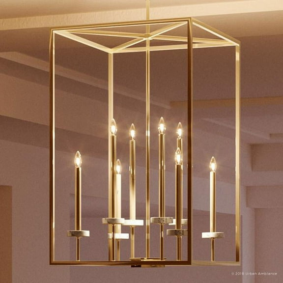 Urban Ambiance Luxury Luxe Hall & Foyer, Size: 30-1/2"H x 20"W, with Transitional Style Elements, Palladian Gold Finish and White Silk Shade, UHP2634