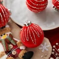 thumbnail image 6 of 12PCS Red Velvet Christmas Ornaments Balls 3.15" Vintage Christmas Tree Decorations Shatterproof Flocked Ball Velvet Xmas Tree Hanging Baubles for Xmas Trees Wedding Holiday Party Home Decor, 6 of 6