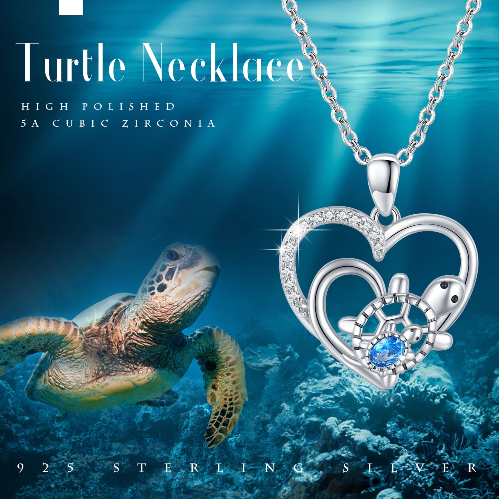 Aquamarine turtle necklace best sale