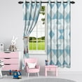 thumbnail image 6 of Nanqianyi Geometric Pattern Blue Gray Blackout Curtains 42"W x 63"L, Set of 2, Grommet Rod Pocket Drapes For Bedroom Living Room, 6 of 8
