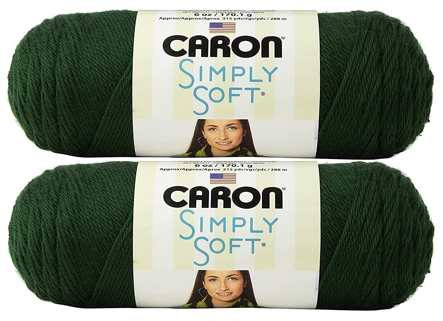 Bulk Buy Yarn Solids (2pack) (Dark Sage), 2 skeins of Caron simply soft yarn. 12 ounces/630yds