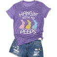 thumbnail image 4 of KimSoong Women Happy Easter Shirts Hanging with My Peeps Shirt Cute Bunny Rabbit Graphic Letter Printed Top, 4 of 6