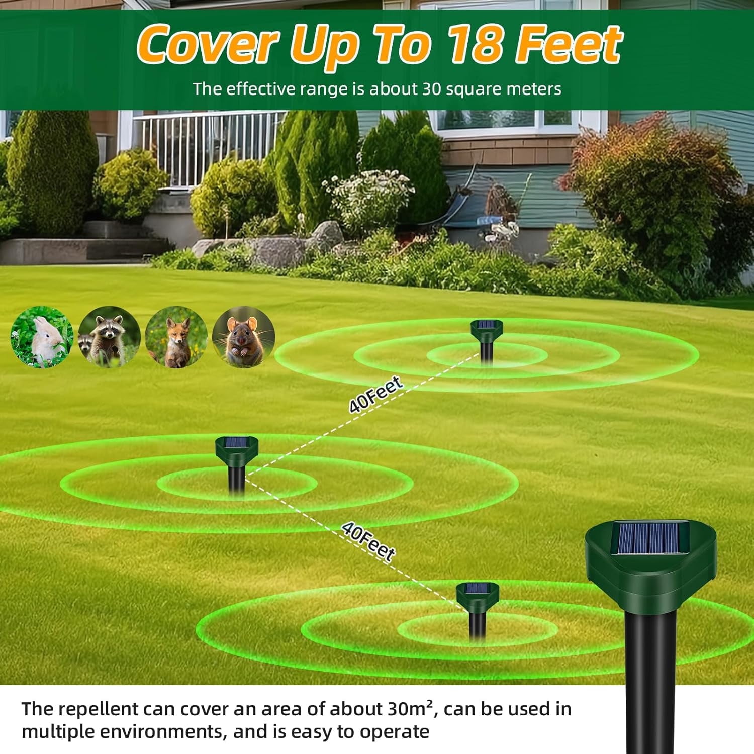 KingFurt 8 Pack Solar Mole Repellent Outdoor, Ultrasonic Mole Repellent Stakes for Lawn Garden Yard