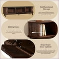 thumbnail image 6 of TV Stand for 75” TVs, Modern Farmhouse Entertainment Center with Storage | Solid Wood+MDF | Dark Brown, 6 of 24