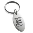thumbnail image 1 of Stainless Steel Letter E Initial Royal Monogram Engraved Small Oval Charm Keychain Keyring, 1 of 1