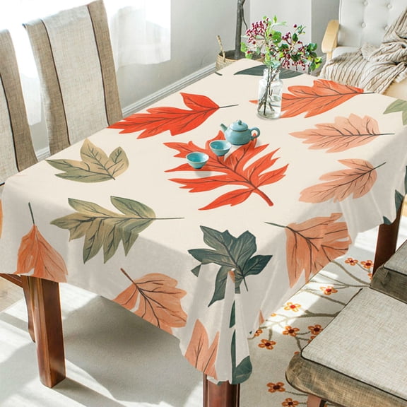 Yayeee Tablecloths 54" x 54" Rectangle Wrinkle Resistant Party Table Cover, Red Autumn Leaves