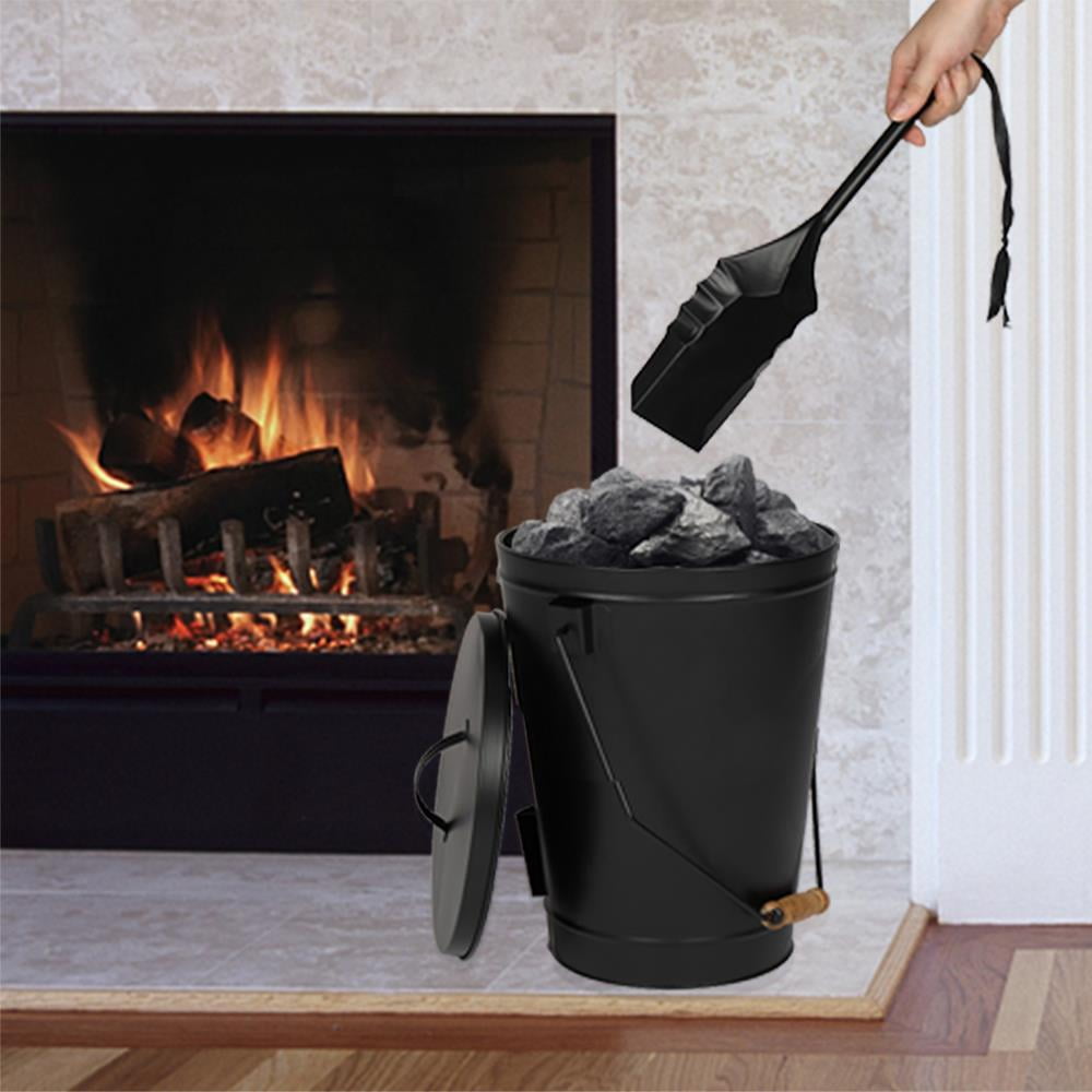 GoDecor 5.15 Gallon Black Ash Bucket with Lid and ShovelEssential
