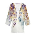 thumbnail image 5 of Axiiglly Cardigan for Women Plus Size Lightweight Cardigans Autumn Casual Comfy Puff Sleeve Open Front Tops Floral Print Loose Swim Beach Bathing Suit Cover Up, 5 of 5