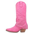 thumbnail image 2 of FSJ Women Western Fold Over Cowboy Knee High Boots Sparkly Rhinestone Round Closed Toe Chunky Mid Heel Boots Cowgirl Casual Shoes Size 8 Pink, 2 of 4