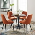 thumbnail image 2 of Contemporary Modern Urban Designer Kitchen Room Round Dining Table, Wood Metal Steel, Black Walnut Brown, 2 of 5
