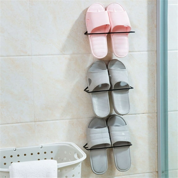 Lloopyting Wall mounted closet shoe organization Black wall mounted shoes racks Aluminum shoe racks for closet wall Metal Shoes Shoe Wall-Mounted Shoe Storage Hanging Organizer Rack Shelves Rack House