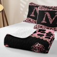 thumbnail image 4 of meiyoeat Pink Coquette Bowknot Quilt Full For Leopard Bow Lover,Kids Personalized Initial M Full Bedspread Sets,3-Piece, 4 of 7