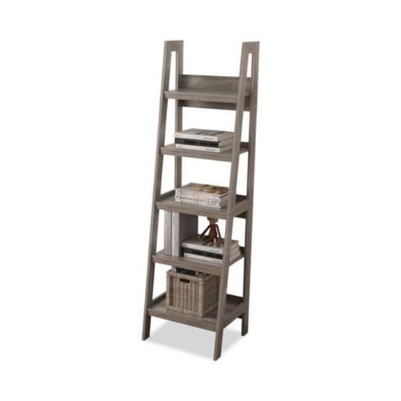 Homenations EYGSHOF2621 72 in. 5 Shelf Bookcase,Washed Gray