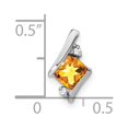 thumbnail image 3 of Auriga Fine Jewelry 14K White Gold Cushion Citrine and Diamond Chain Slide Pendant for Women (L-10mm, W-7.8mm), 3 of 4
