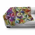 thumbnail image 3 of Geometric Soft Flannel Fleece Throw Blanket, Rainbow Colored Stacked Cube Pattern Mosaic Grid Design Sixties Inspirations, Cozy Plush for Indoor and Outdoor Use, 50" x 60", Multicolor, by Ambesonne, 3 of 6