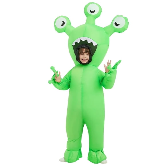 COMIN 48 inch Halloween Inflatable Alien Costume Kids Cosplay Costumes Funny Ride on Blow Up Costumes Alien Suit for Teens