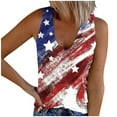thumbnail image 2 of Fiudx Camisas para Mujer Blusa Casual con Cuello En V y Botones Impresos para El Día de La Independencia de Verano para Mujer, 2 of 5