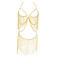 thumbnail image 4 of Falda de cadena con borlas y sujetador de bikini para traje de baño con adornos para discotecas dorado, 4 of 8