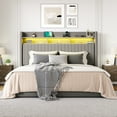 thumbnail image 5 of Amolife King Hydraulic Lift-Up Storage Bed Frame, LED Headboard with Fast Charging (USB/Type-C), 2-Tier Shelves & Velvet Upholstered, Gray, 5 of 13