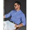 thumbnail image 6 of COOFANDY Men's Casual Button Down Shirt Collarless Dress Shirt Long Sleeve Oxford Shirts, 6 of 7