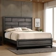 thumbnail image 4 of Benjara Mazie King Bed- Brick Style Headboard- Black Tapered Legs- Oak Gray Wood, 4 of 6