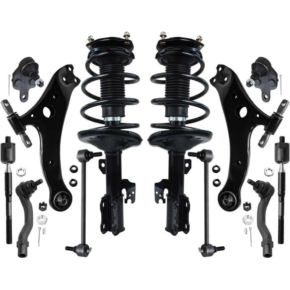 Detroit Axle - 12pc Front End Suspension Kit for Toyota 2002 2003 Camry Lexus ES300 2 Lower Control Arms 2 Sway Bar Links 4 Inner Outer Tie Rods 2 Lower Ball Joints 2 Struts Coil Spring Replacement
