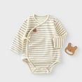 thumbnail image 2 of Newborn Baby Girls Long Sleeve Cartoon Prints Striped Romper Ribbed Bodysuits Clothes Clothes Size 3-6 Months, 2 of 5